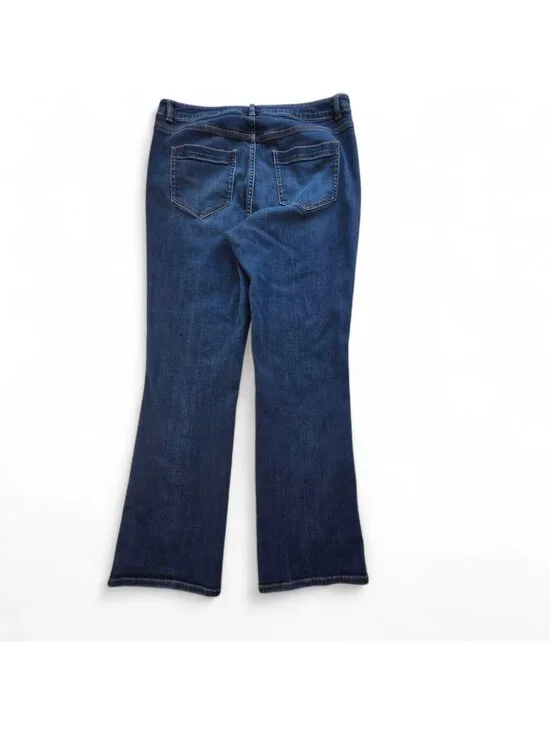 J.Jill Denim High-Rise Boot Cut Jeans Dark Wash Size 14R Cotton Blend Stretch - Picture 2 of 14